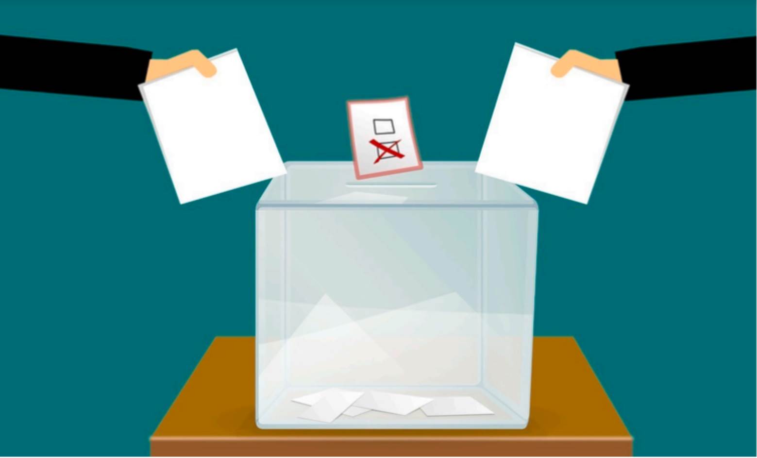 A ballot box with paper in it

Description automatically generated